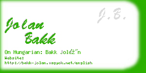 jolan bakk business card